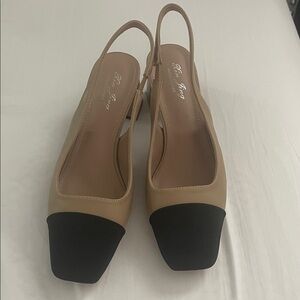 Ladies slingback low block heels
